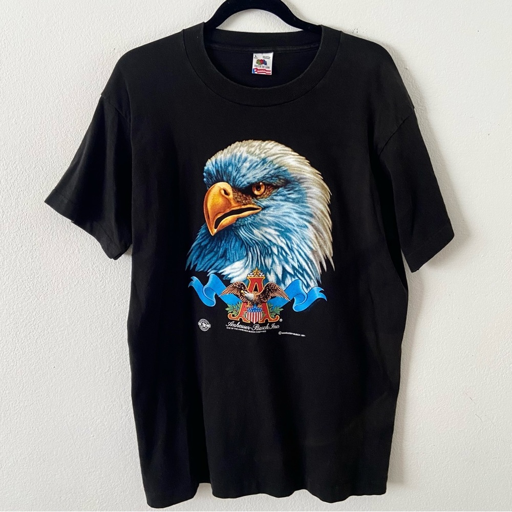 Vintage Anheuser Busch bald Eagle beer 90s T-shirt men tee shirt black